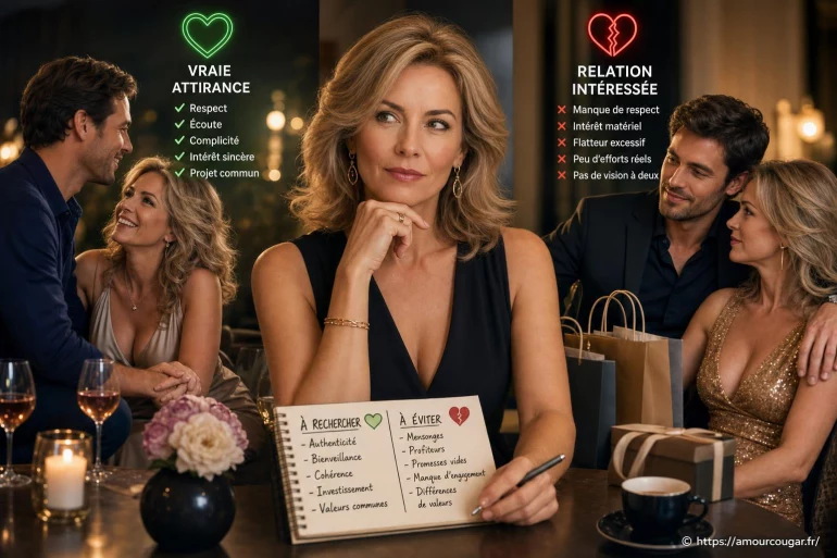 Comment reconnaître une vraie attirance et éviter les relations intéressées quand on est cougar ?