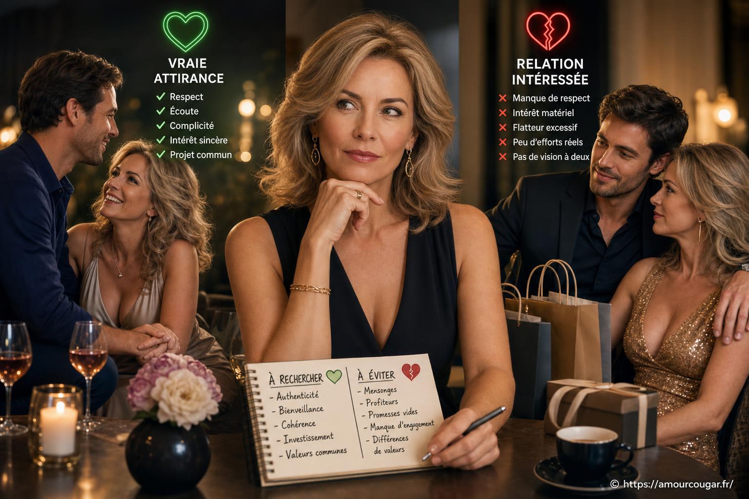 Comment reconnaître une vraie attirance et éviter les relations intéressées quand on est cougar ?